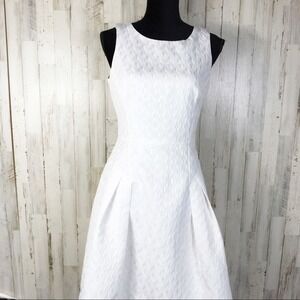 WHBM White Sleeveless Fit and Flare Dress Summer